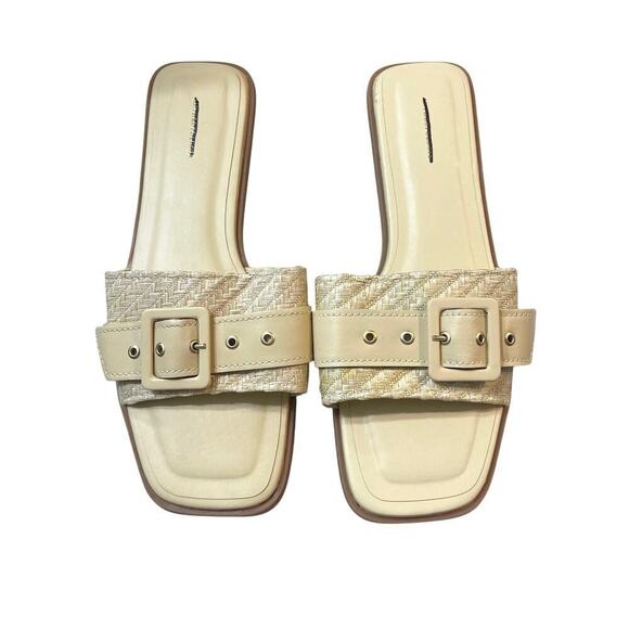 By Anthropologie Buckle Slide Sandals Size 41 US 10.5 - 11 Color Light Sands NEW - Picture 6 of 10